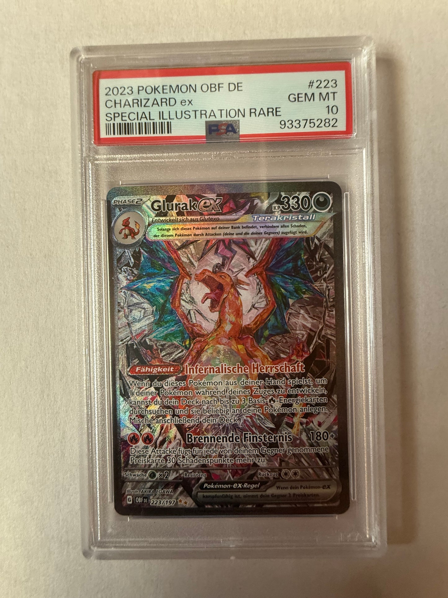 (DE) PSA 10 Glurak ex (OBF 223)